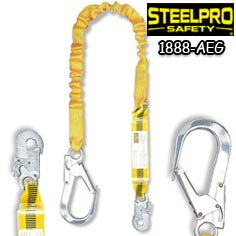 تصویر لنیارد تک بازو الاستیک تسمه ای با قلاب Steelpro Safety مدل STEEL FLEX